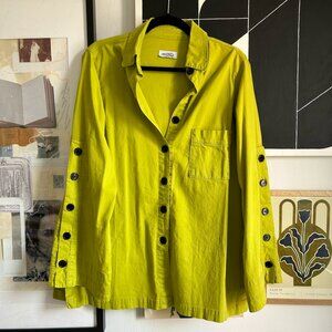 Mandinga Size S Chartreuse Button Down with wide sleeves